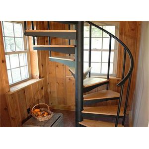 Walnut Tread Custom Spiral Staircase With Round Post Glass Balustrade