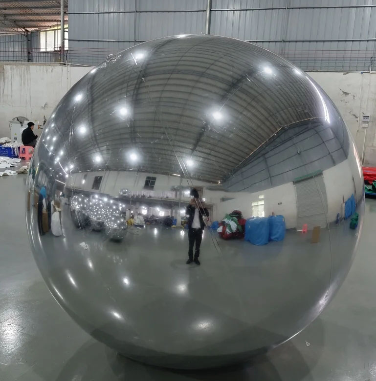 Big Shiny Chameleon Ball Mirror Balloon Silver PVC Inflatable Christmas Ball for Festival Decorate