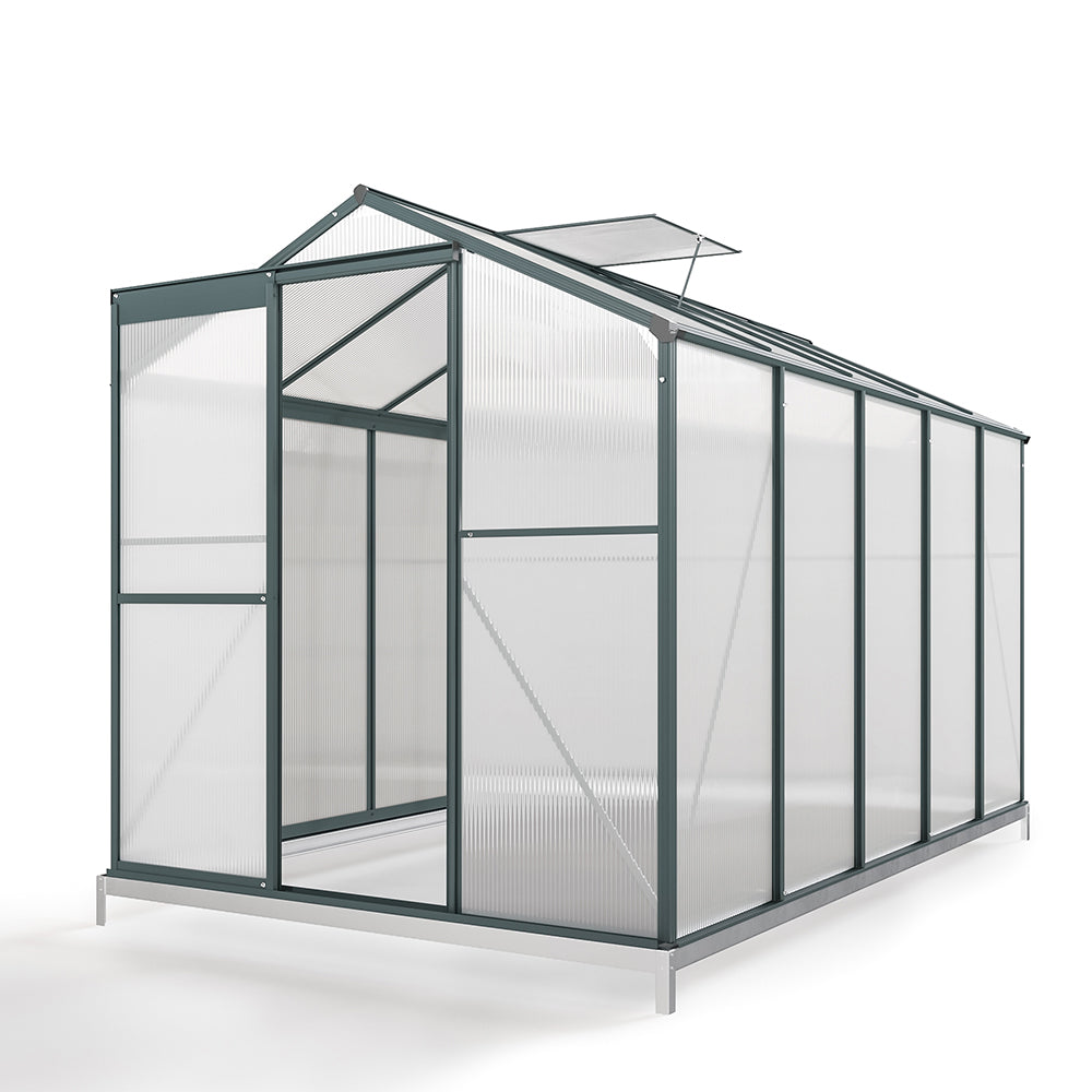 10x6 ft Transparent Garden Greenhouse Polycarbonate with 2 Vents Shed Type Transparent