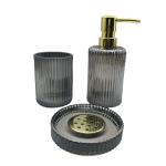 Three-Piece Set Glass Bathroom Accessories Modern Style With Ion Nickle Plating