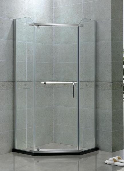 Angle Shape Single Pivot Shower Doors Stainless Steel Swing 8 MM Clear Tempered