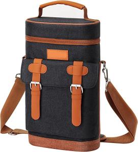 China 600D Polyester Thermal Custom Insulated Cooler Bag 2 Bottle Portable Tote Carrier factory