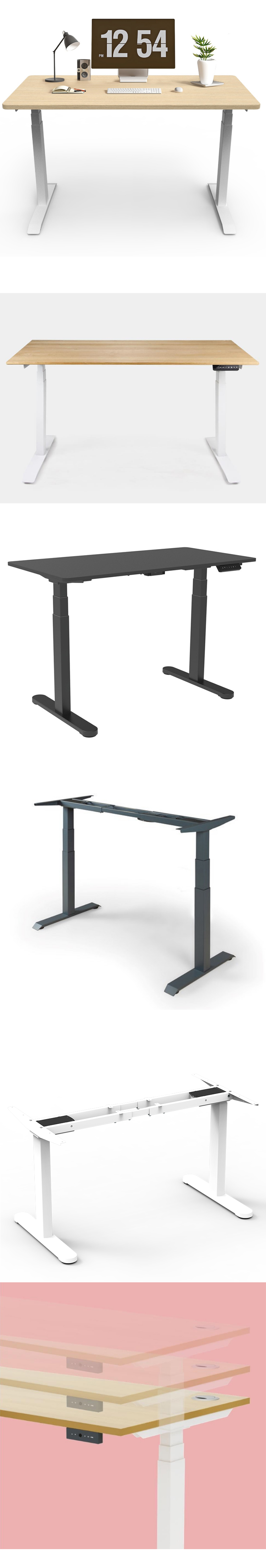 Custom Hospital Wood Grain Sit Standing Laptop Table Single Motor Electric Lift Desk