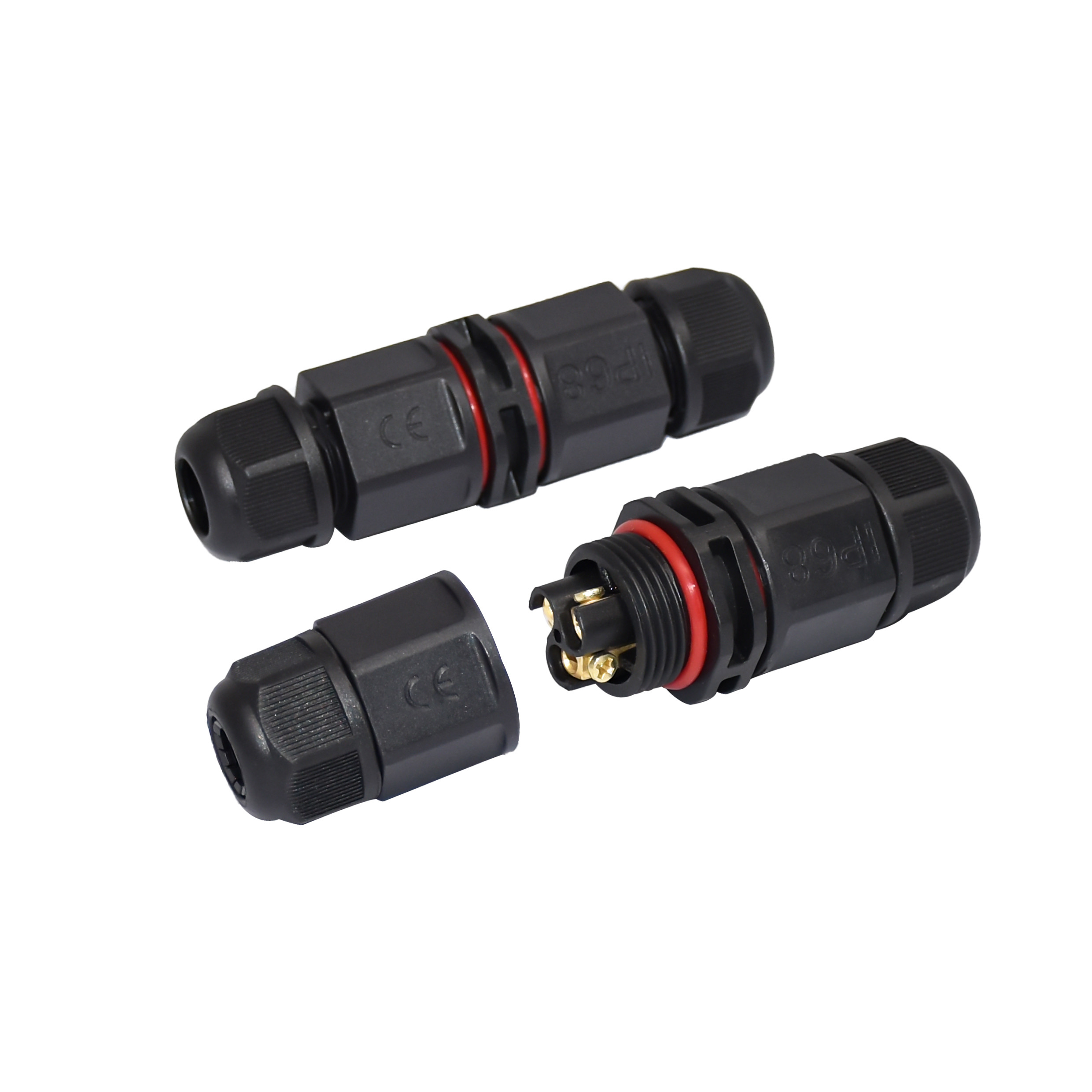 IP68 Waterproof Underground Screw Electrical Connector 3pin Assemble Cable To Cable Connector