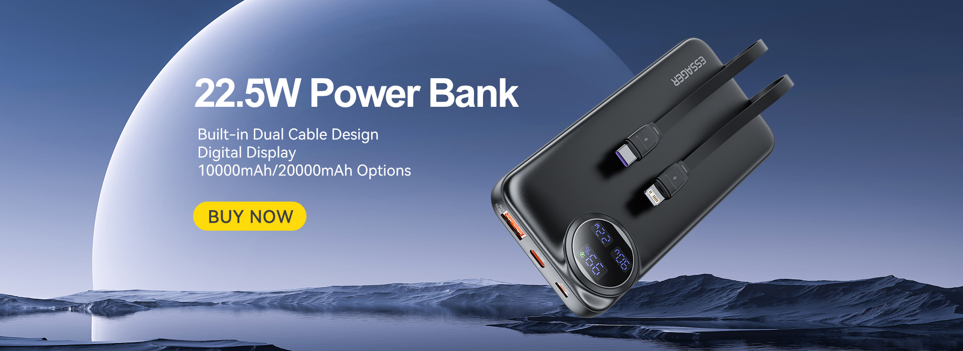 ESSAGER ES-D016 Series USB A/C/Lighting Output Battery Power Bank 10000mah
