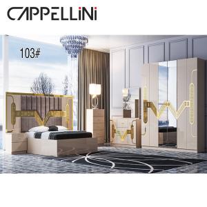 China Modern Bedroom Sets Furniture MDF Glass with Gold Side Table Night Lamps factory