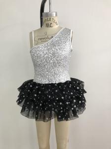 China Kids Dance Clothes , Toddler Ballet Clothes Silver And Black Color factory