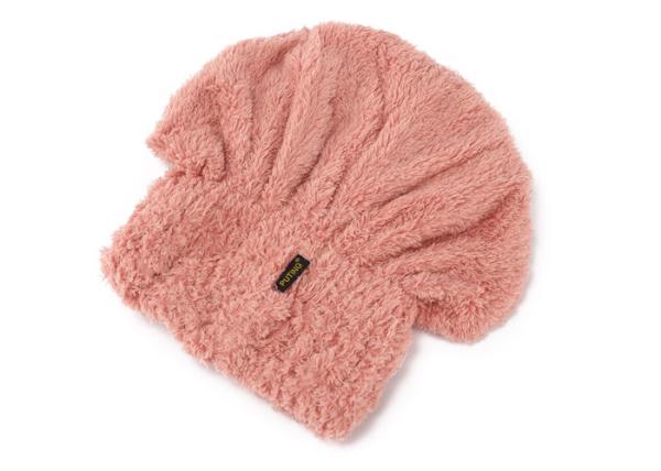 Puting hair-drying cap soft towel fast dryer wrap turban pink absorbent Coral
