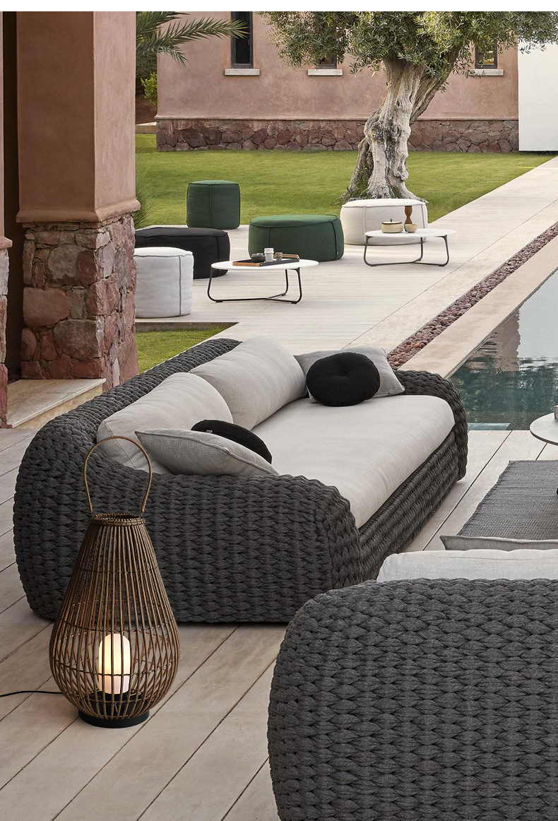 Landscape Outdoor Lanterns Rattan Woven Lamp Rechargeable Pendant