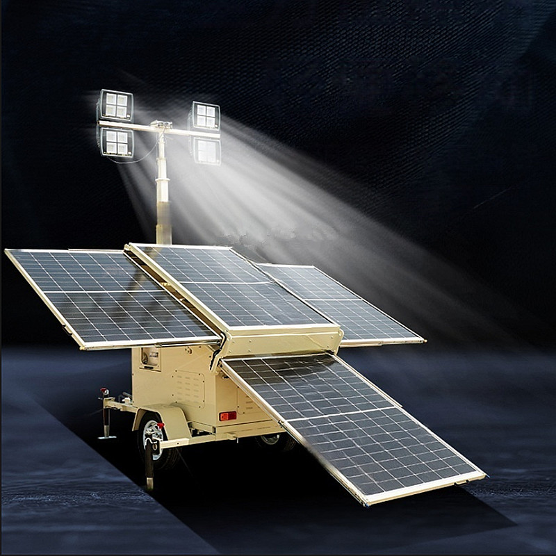 Towable Light Tower Generator Light Tower Height 5 Sections 7M Mobile Solar Light Tower Rental