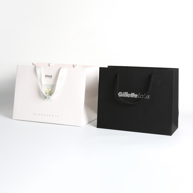 Eco Friendly Paper Carrier Bags With Logo , Luxurious Silk Ribbon Paper Gift Bags