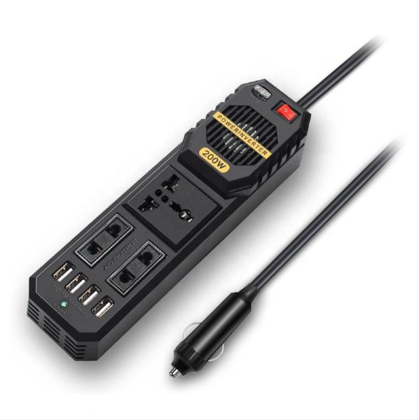 Smart Fast Charger 200W Car Inverter Dc 12V To Ac 220V 3 Phase Car Inverter For