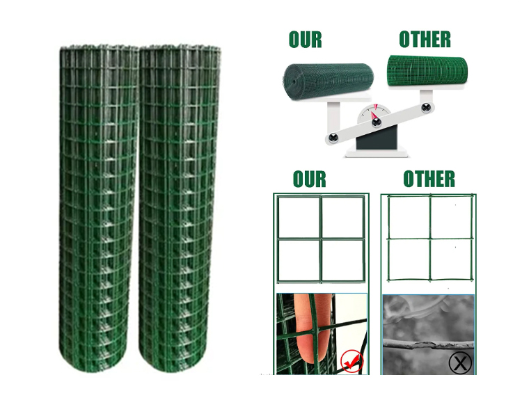 Corrosion Resistance 3/4 Welded Mesh Roll Hot Dipped Pvc Coated Roll Welding Square Fence