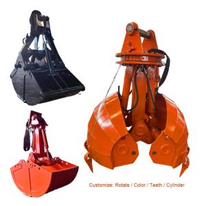 China High Strength Steel Excavator Clamshell Bucket Hydraulic Cylinder Opening Teeth Rotate ISO9001 Standard factory