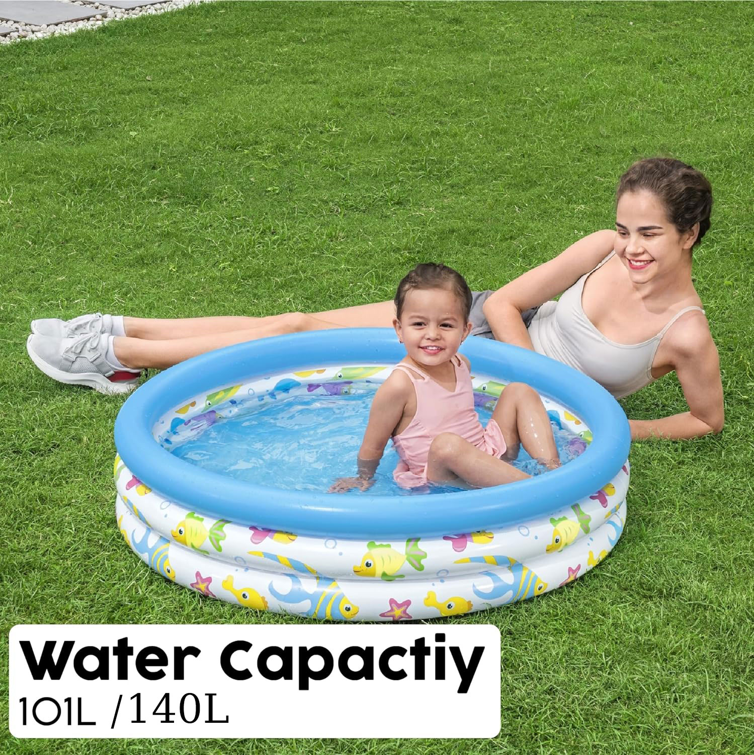 Unisex Kiddie Swimming Pool Ocean Inflatable Paddling Pool Easy Set Up Multiple Designs