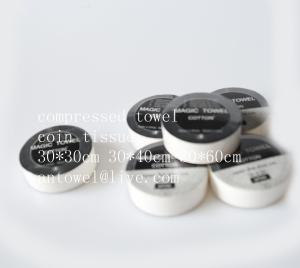 China magic nonwoven compressed small size cotton face tissue factory