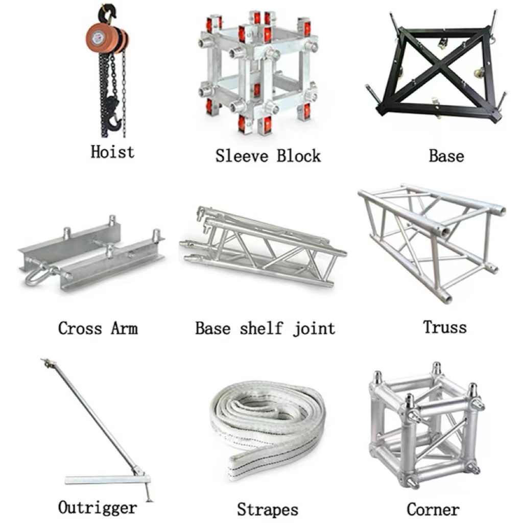 6M Height Telescopic Mobile Truss Lift Stand Square Sound Lighting Events Hand Crank Stand