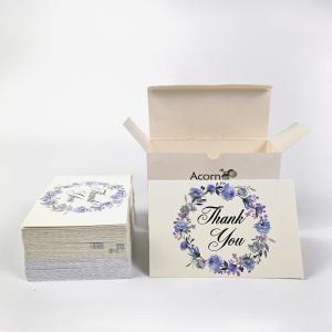 Custom 6 Design of Assorted Flower Printed Paper Greeting Card with Envelopes