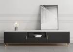 Solid Wood TV Unit Coffee Table Set Stainless Steel Bottom Frame