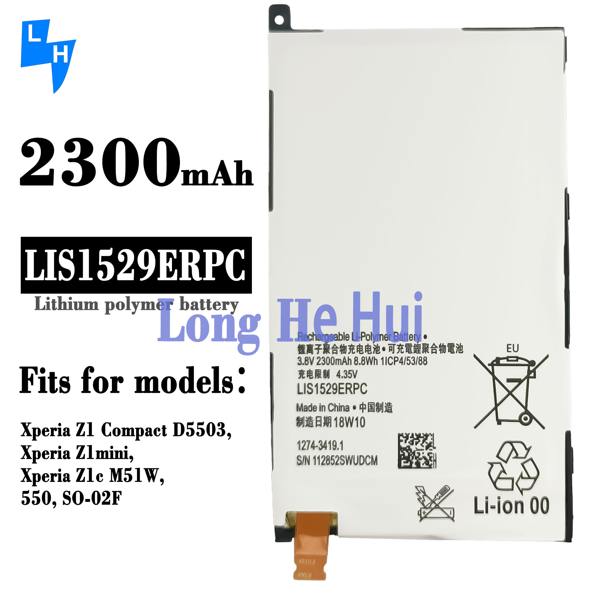 3000mAh High Capacity Battery for Sony Xperia Z1 Compact Z1c M51W/G312 Mobile Phone
