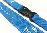 Polyester Blue Reflective Personalised Lanyards White Logo Safety Buckle Metal
