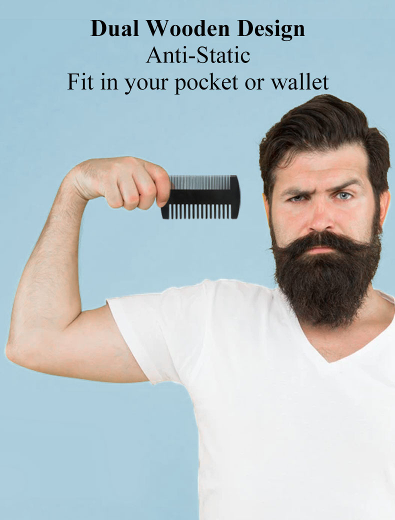 Ergonomic Custom Logo Beard Comb Brush Set Mens Beard Grooming Kit 100g