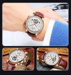 KINYUED J022-3 leather pin buckle 30M waterproof men automatic mechanical watch