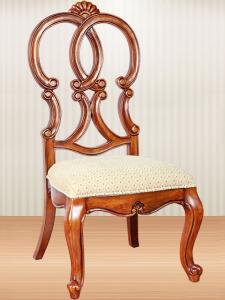 China OEM Luxury Hand Carved Antique Wooden Chair With Leather Seat factory