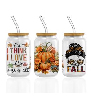 China Valentine'S Day UV DTF Cup Wrap Transfers For Cups Wraps Custom Logo Libbey Glass factory