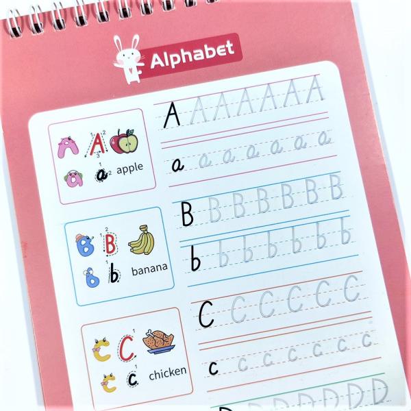 Reusable Writing Notebook for Kids 4 Books 1 Pen English Magic Practice and Calligraphy