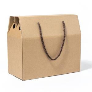 China Portable Corrugated Bulk Craft Paper Bags Merchandise Food Fruit Packaging Box factory