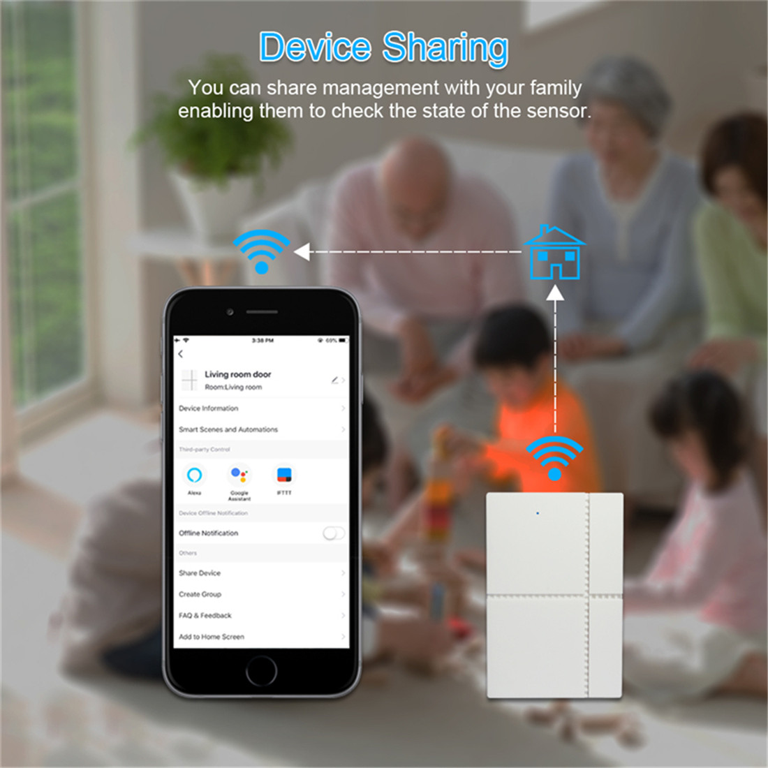 Smart Wi-Fi Door Sensor Door Open / Closed Detectors Magnetic Switch Window Sensor Home Security Alert(ZX-D21)