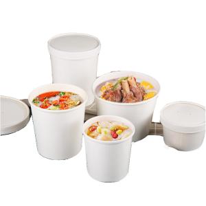 China 32oz 960ml Custom printing prorridge packaging cup leakproof white kraft cup logo printed factory