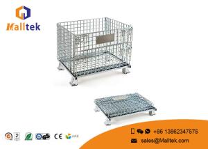China Foldable Wire Mesh Storage Bins Durable Industrial Galvanized Steel Cage factory
