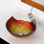 12mm Classic Bathroom Sink 180mm Leaf Shape Oval Shape Table Top Wash Basin Gold