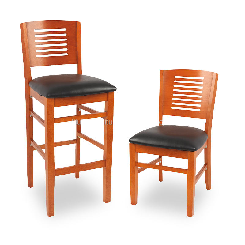 Bar Furniture Modern Solid Wood High Chair Wood Bar Chair for Restaurant Dining