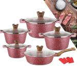 12Pcs Black Kitchen Ware Set Aluminum Nonstick Cookware Cooking Pot Sets