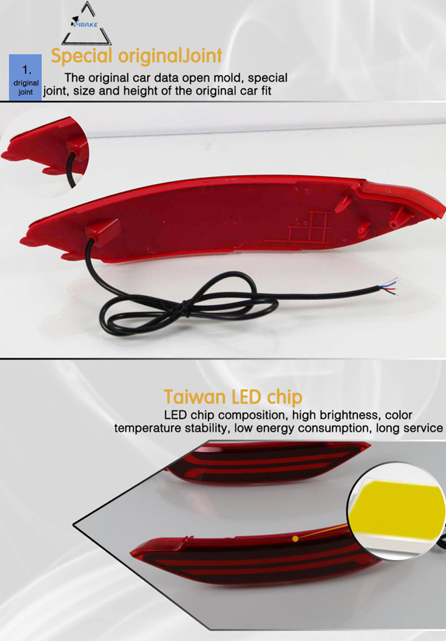 For Hyundai Tucson 2015-2017 Led Tail Light 12v Waterproof Rear Bumper Reflector