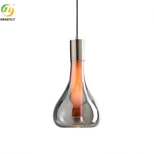 China E27 Aluminum And Glass Chrome And Smoky Gray Pendant Light For Indoor Decor factory
