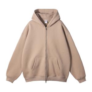 China Autumn Winter Suede 350G Double Head Zipper Hoodie Cardigan Zip Neck Collar Sweatshirt factory
