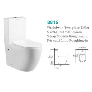China Sanitary Ware Bathroom Washdown Two piece Toilet with 10cm/4inch diameter outlet Ceramic Toilets factory