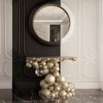 Star Hotel Art Bubble Style Entryway Table With Sturdy Metal Base