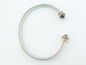 China (B-67)Women Jewelry Gold Silver Two Tone Plated with Black Cubic Zircon Cable Bracelet factory