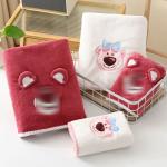 3D Strawberry Bear Towel Bath Towel Coral Fleece Soft Absorbent Children's Bath