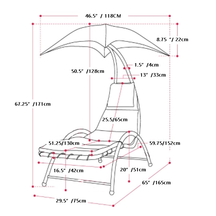 Outdoor Metal Fabric Beach Patio Garden Hammock Swing Chair with Canopy 118*171*165 CM