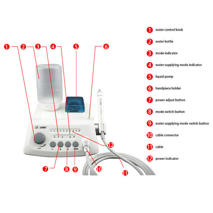 A8 Dental Ultrasonic Piezo Scaler With LED Handpiece With Wireless Pedal / Ultrasonido Dental