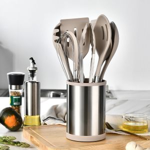 9pcs Silicone Cooking Kitchen Utensils Set Nonstick Cookware with Stainless