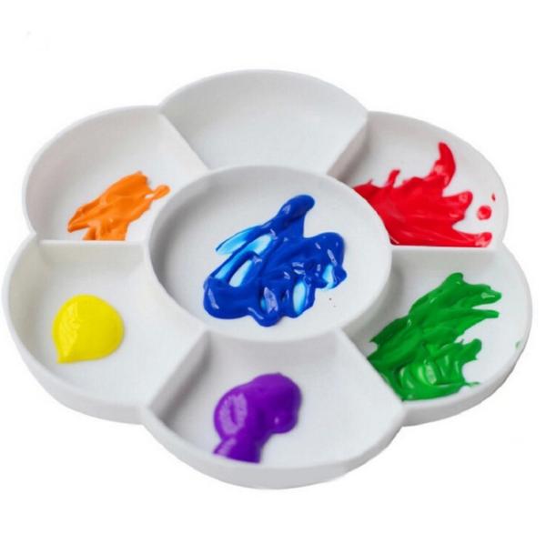 Flower Shape Watercolor And Acrylic Painting Palette Artist Plastic Paint