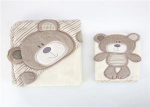 China Pure Cotton Baby Wrap Blanket Solid Woven Baby Hooded Towel 30X30&quot; / 8.5X5.5&quot; factory