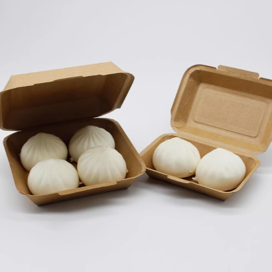 450ml Custom Paper Lunch Box Clamshell Food Containers Lightweight